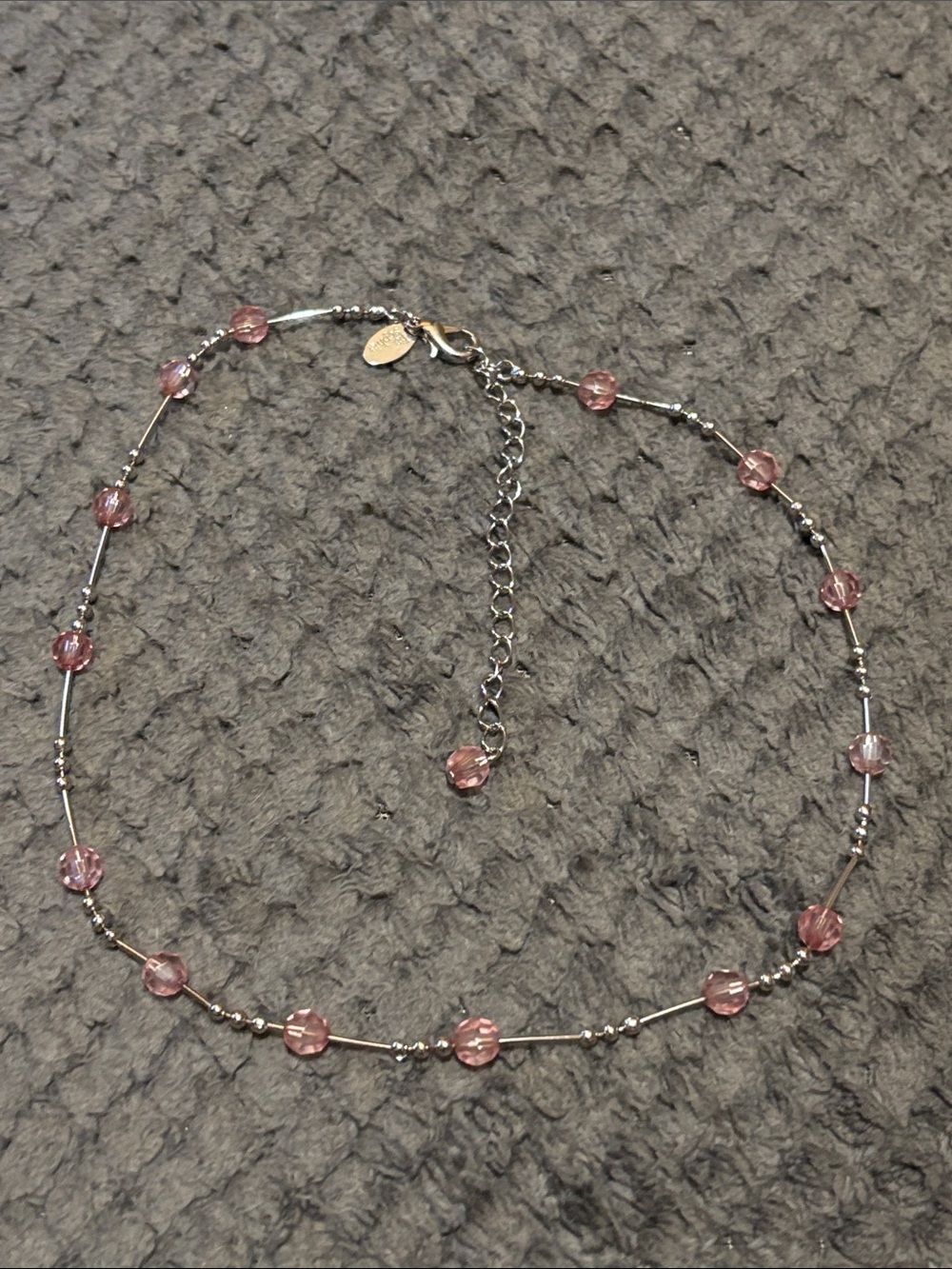 Lia Sophia Pink Faceted Bead Necklace with Silver Tone Accents